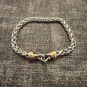 David Yurman 8mm Wheat Chain Bracelet Sterling Silver & 14k Yellow Gold 7.5”